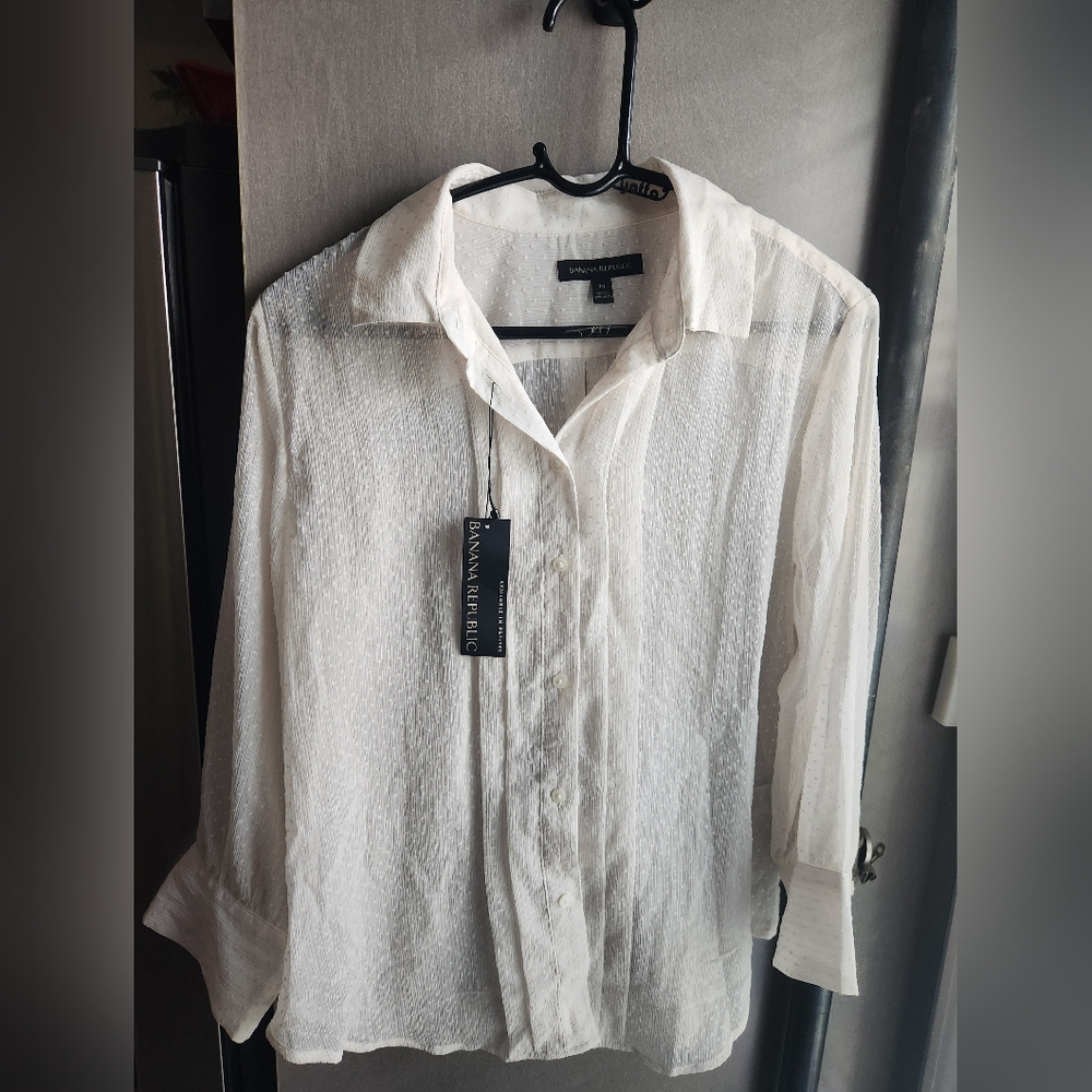 Banana Republic Ivory Textured Blouse